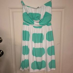 Green and White Polka Dot Strapless Sun Dress